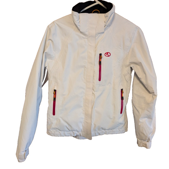 MARKER White Hooded Winter Gore-Tex Snowboard Ski Jacket Womens Size 6 EUC - Picture 1 of 12